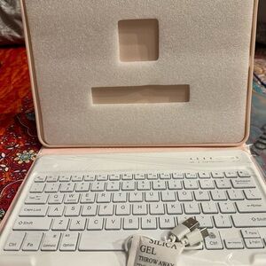 Pink/White Bluetooth Keyboard with USB Cable